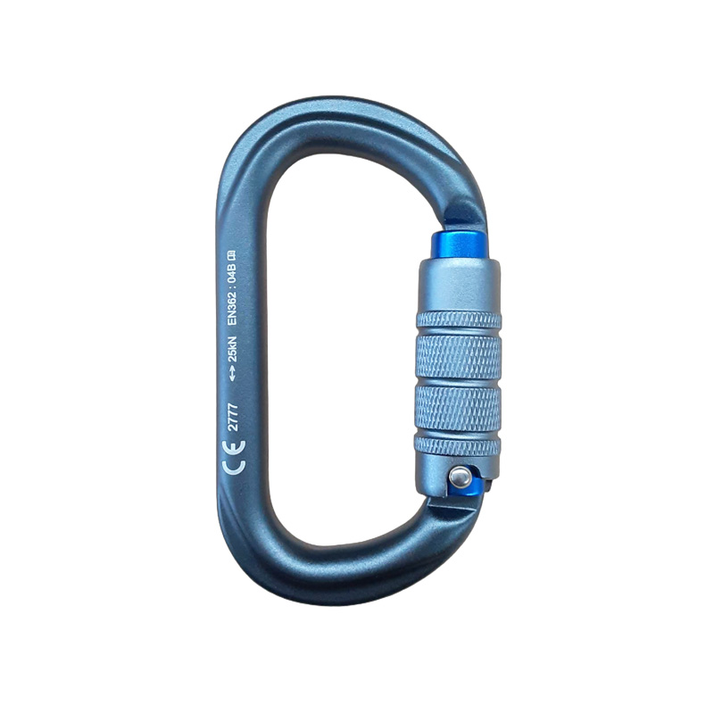 TREEPRO トリプルアクション アルミオーバルカラビナ ブルー Aluminium Oval Karabiner Blue