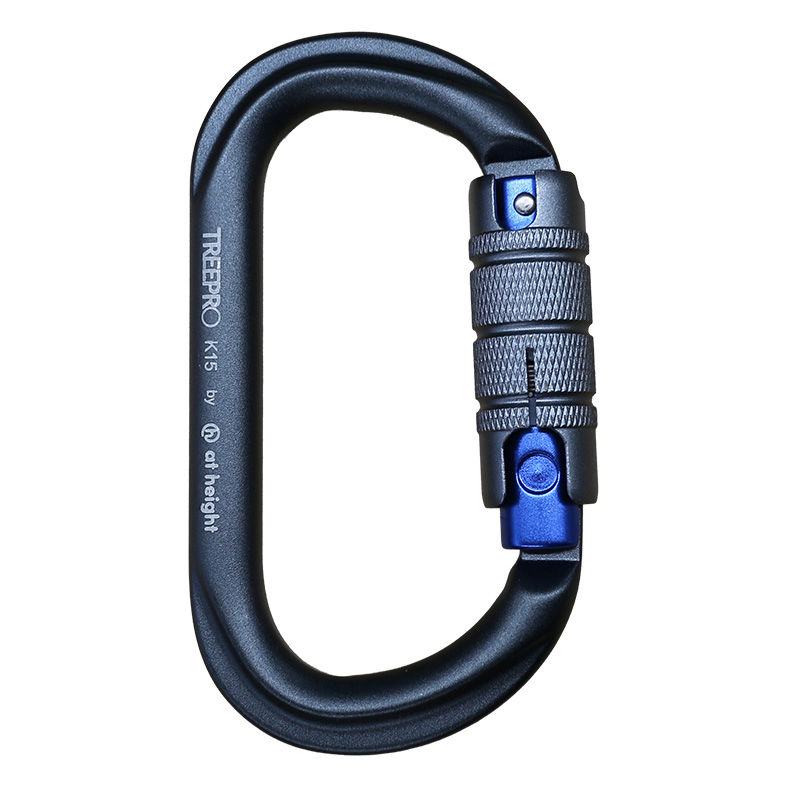 TREEPRO トリプルアクション アルミオーバルカラビナ チタングレー×ブルー Aluminium Oval Karabiner Titaniumgray×Blue