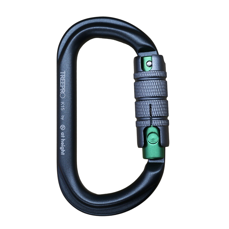 TREEPRO トリプルアクション アルミオーバルカラビナ チタングレー×グリーン Aluminium Oval Karabiner Titaniumgray×Green